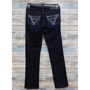 Seven7 Women's Slim Straight Dark Wash‎ Jeans Size 27 Embellished Pockets